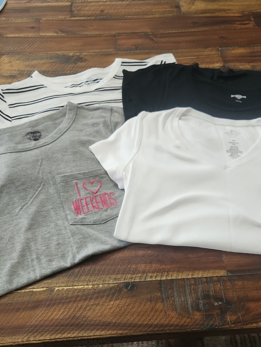 Mixed Tee Bundle - White, Black, Gray & Striped Tops